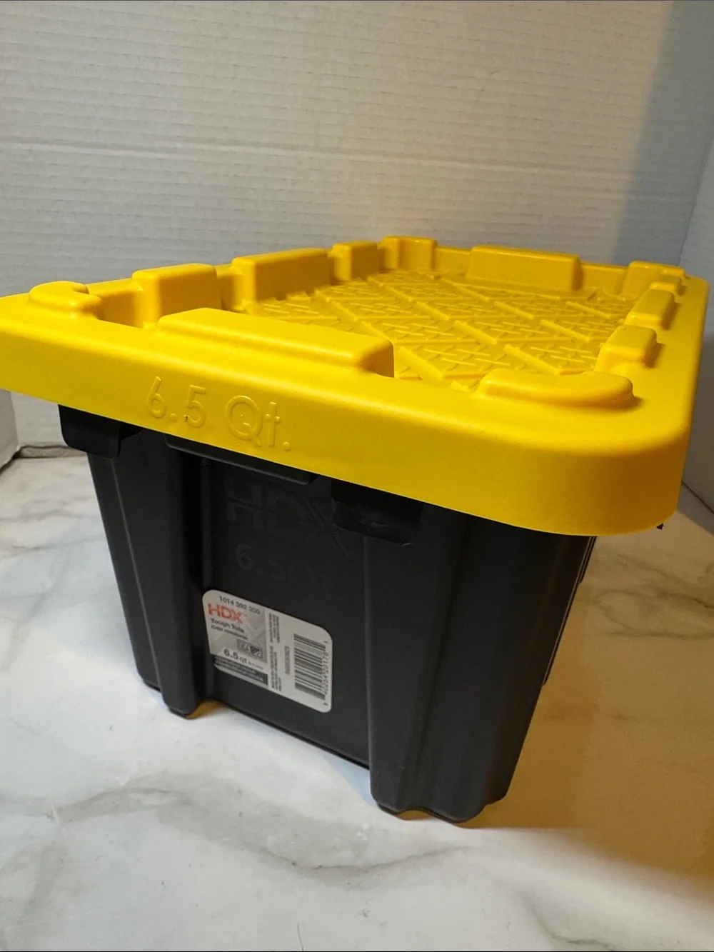3 Black Storage Bins with Yellow Lid - Durable Stackable Organizer- New